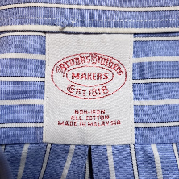 Vintage Brooks Brothers Makers Button Down Shirt Mens Blue Tailored Bespoke (M) - Picture 8 of 8